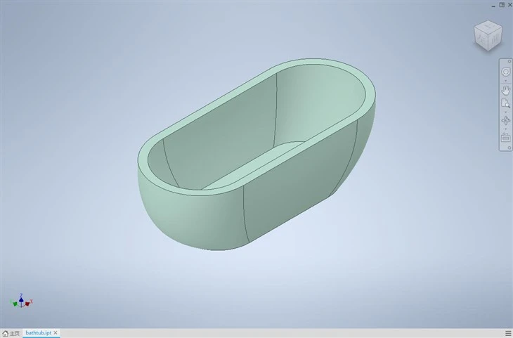  Three-dimensional model developed by Landiview Stone to define the oval form, inner bowl, rim and curved exterior of a custom marble bathtub.