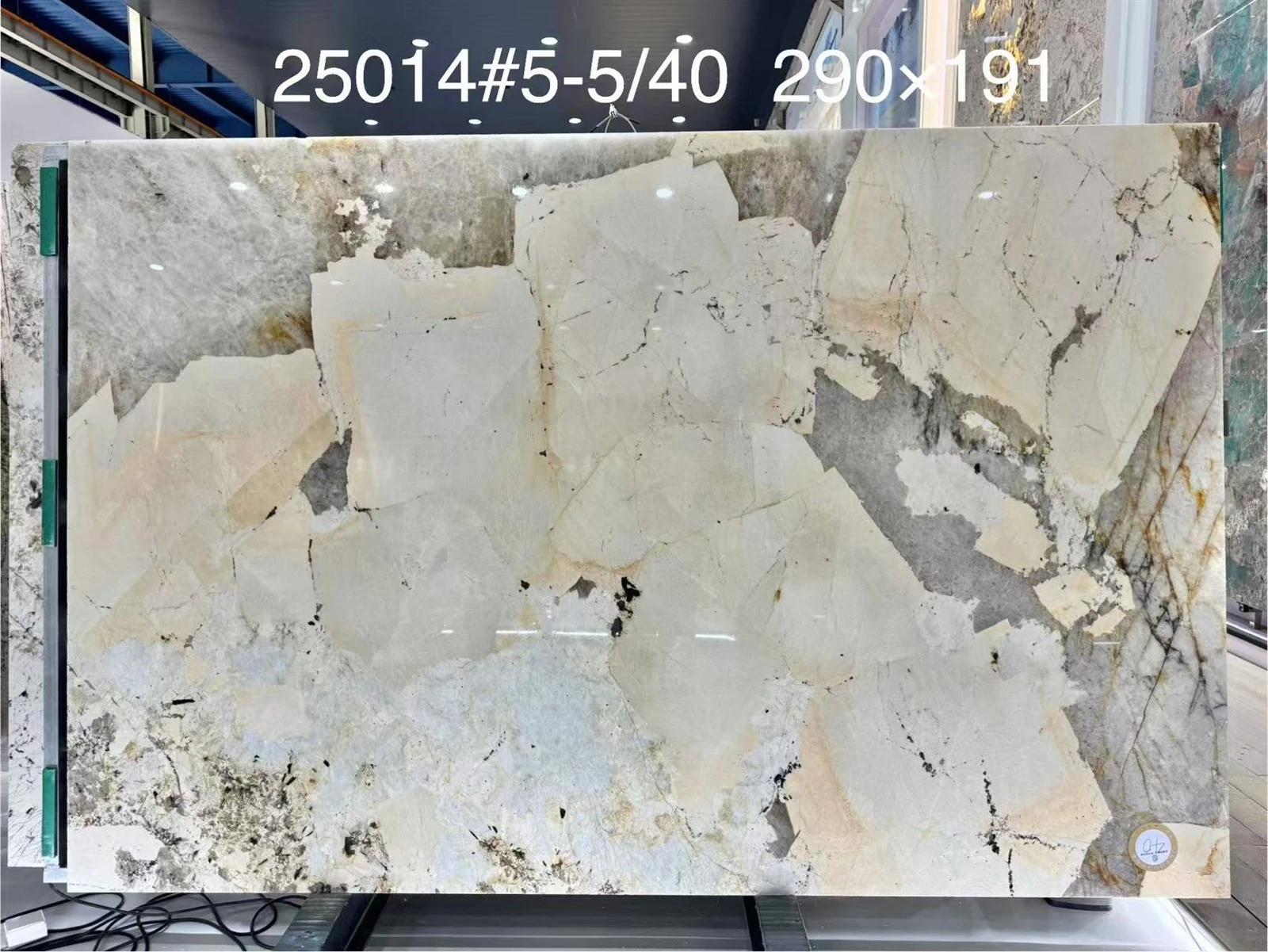 Patagonia Quartzite slab submitted for client review with cream, gray, charcoal and warm natural mineral movement. Patagonia Quartzite slab submitted for client review with cream, gray, charcoal and warm natural mineral movement.